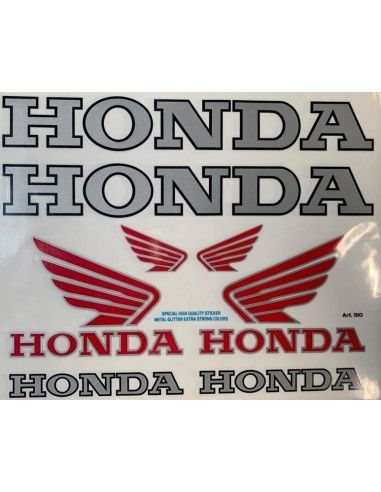 Abziehbild-set Honda rot in der farbe schwarz 20 x 25 Quattroerre - 4Rhonda-rosso-nero-20x25-910