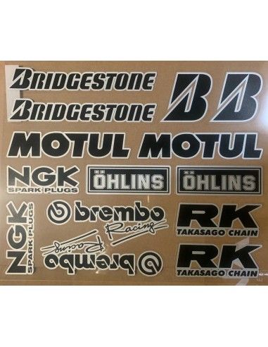 Motul NGK Holins RK Bridgestone stickervel 25x20 Quattroerre - 4RVARIE-9031