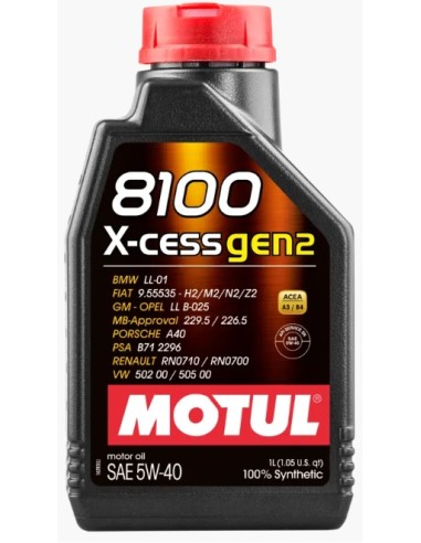Olio Auto Motul 8100 5W40 X-cess gen2 1L 100% sintetico Motul - M8100XCESSGEN2