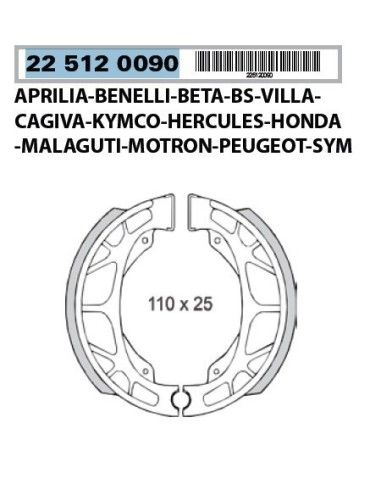 TRASEIRO Aprilia Scarabeo sapatas de freio 50 2T forros MOTOR Minarelli - FSB704A