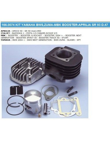 Yamaha-Minarelli 70cc cylinder kit with Polini horizontal cylinder - 166.0074