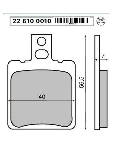 Brake pads Rear Brembo system for scooters and motorcycles - 225100010