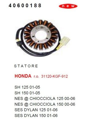 Stator HONDA SH 125 150 DAL 2001 TO 2005 MAGNETIC FIELD ETRE - 40600188