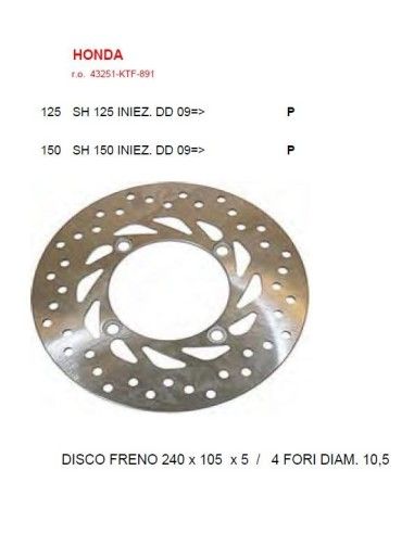 Disque de frein arrière Honda SH 125 150 IE à partir de 2009 - 5200588