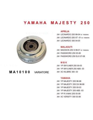 Yamaha Majesti 250 tipo de variador original primeiro sistema ETRE - MA10100