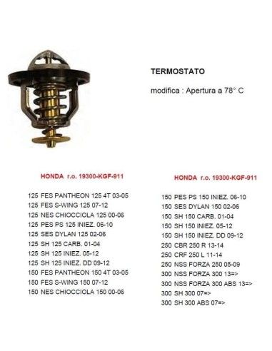 Thermostat d'eau scooter Honda 78 degrés ETRE - 14TE1930