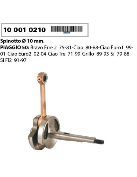 Piaggio Gilera moped crankshaft pin 10mm SI Boxer Bravo Ciao - 100010210
