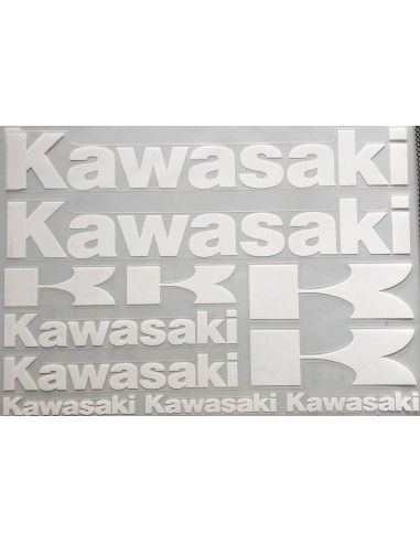 Decalcomania Kawasaki colore bianco foglio 30x35 Quattroerre - 4Rkawasaki-bianco-30x35