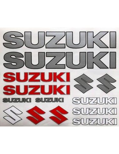 Abziehbild Suzuki set silber-rot-schwarz-20 x 25 Quattroerre - 4Rsuzuki-silver-rosso-20x25-963