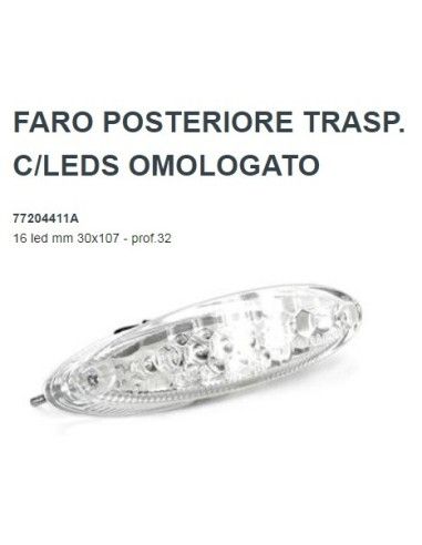 Faro Fanale stop Posteriore trasparente con Leds omologato ONE - 77204411A