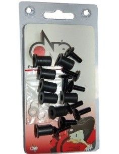 Set of screws 5x15 mm in aluminum with black rubber pads and washers 8 pcs for motorbike and scooter fairing - 77171190A