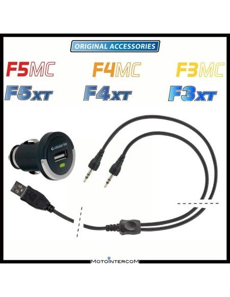 F3XT F4XT F5XT USB-Ladegerät CAR AND BIKE komplett mit Kabeln INTERPHONE CELLULARLINE - MICROCBRINTERPHXT