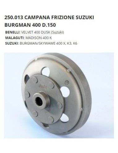 Камбана на съединителя Suzuki Burgman 400 K3 K4 K5 K6 D.150 POLINI SPECIAL PARTS - 250.013